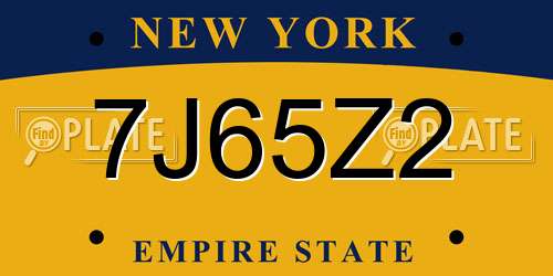 7J65Z2 New York License Plate
