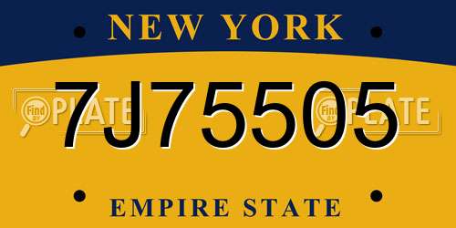 7J75505 New York License Plate