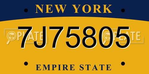 7J75805 New York License Plate