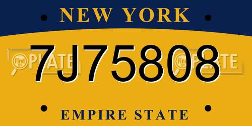 7J75808 New York License Plate