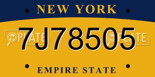 7J78505 New York License Plate