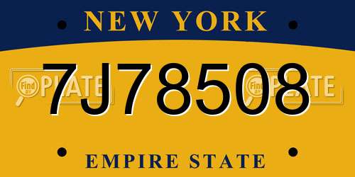 7J78508 New York License Plate