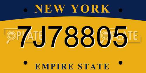 7J78805 New York License Plate
