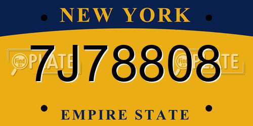 7J78808 New York License Plate