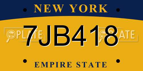 7JB418 New York License Plate