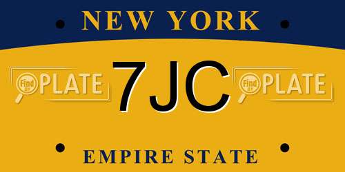 7JC New York License Plate