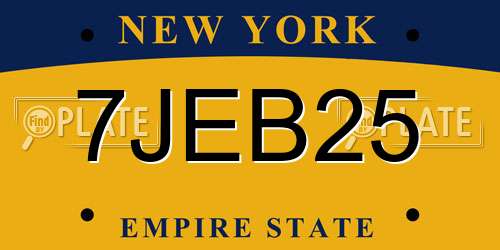 7JEB25 New York License Plate