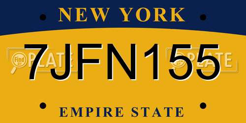 7JFN155 New York License Plate