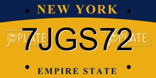 7JGS72 New York License Plate