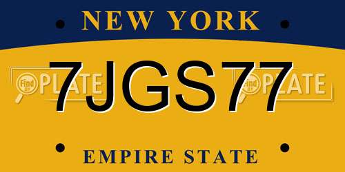 7JGS77 New York License Plate