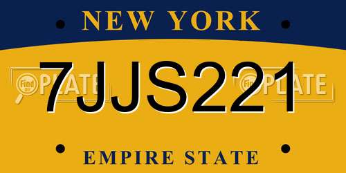 7JJS221 New York License Plate