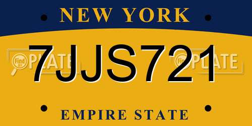 7JJS721 New York License Plate
