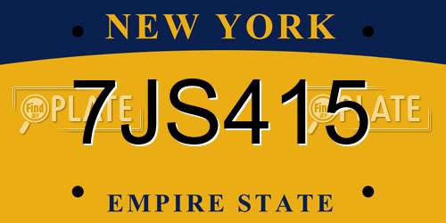 7JS415 New York License Plate