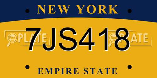 7JS418 New York License Plate