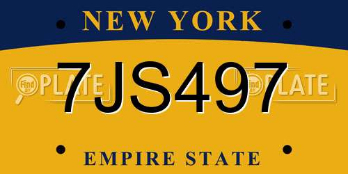7JS497 New York License Plate