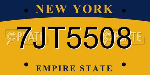 7JT5508 New York License Plate