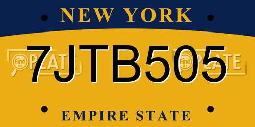 7JTB505 New York License Plate