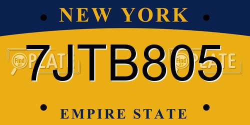 7JTB805 New York License Plate