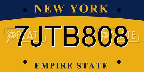 7JTB808 New York License Plate