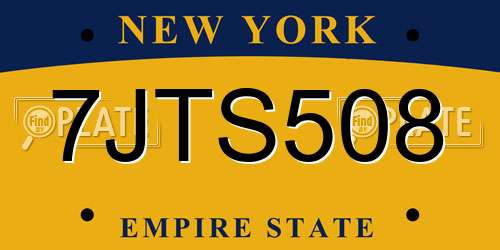 7JTS508 New York License Plate