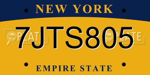 7JTS805 New York License Plate
