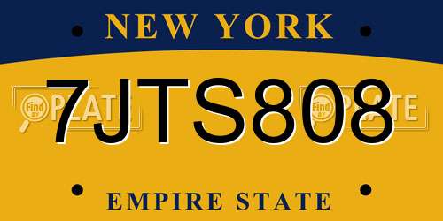 7JTS808 New York License Plate
