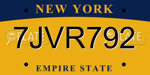 7JVR792 New York License Plate