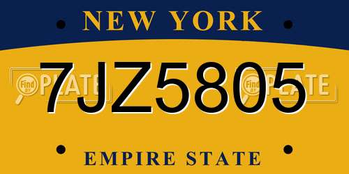 7JZ5805 New York License Plate