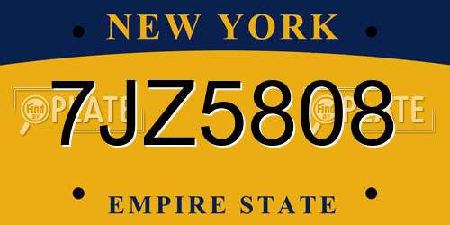 7JZ5808 New York License Plate
