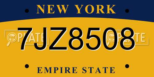 7JZ8508 New York License Plate
