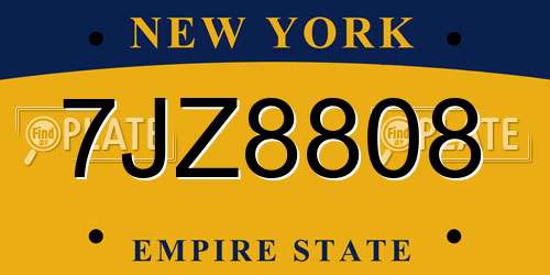 7JZ8808 New York License Plate