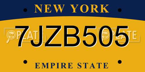 7JZB505 New York License Plate
