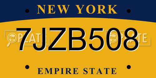 7JZB508 New York License Plate