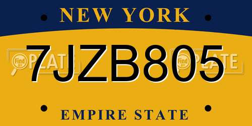 7JZB805 New York License Plate