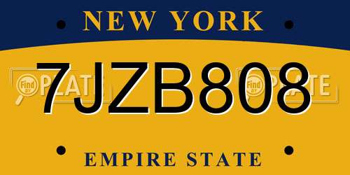 7JZB808 New York License Plate