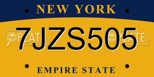 7JZS505 New York License Plate