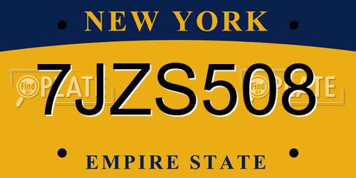 7JZS508 New York License Plate