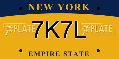 7K7L New York License Plate