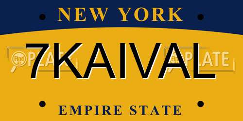 7KAIVAL New York License Plate