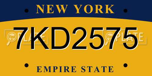 7KD2575 New York License Plate