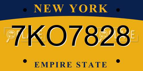 7KO7828 New York License Plate