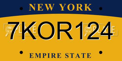 7KOR124 New York License Plate