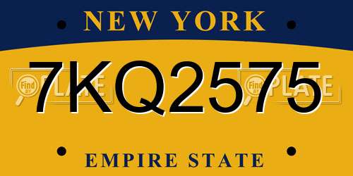 7KQ2575 New York License Plate