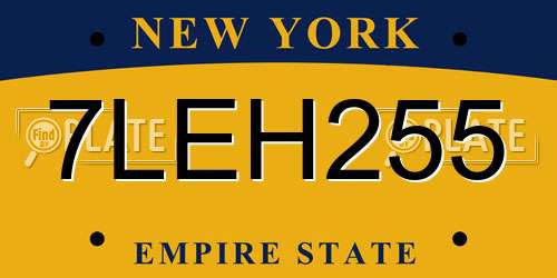 7LEH255 New York License Plate