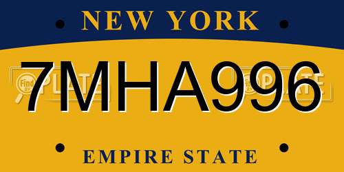 7MHA996 New York License Plate
