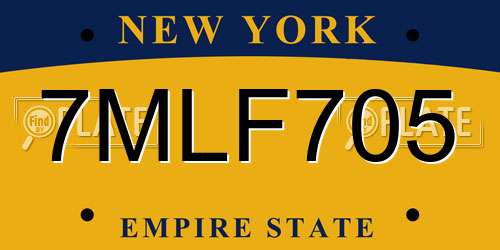 7MLF705 New York License Plate