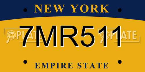 7MR511 New York License Plate