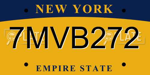 7MVB272 New York License Plate
