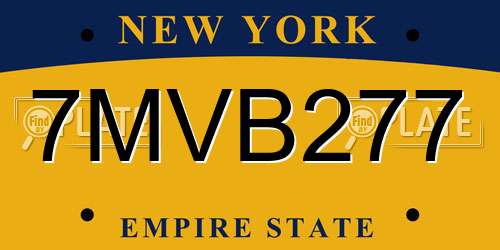 7MVB277 New York License Plate
