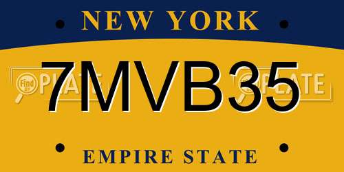 7MVB35 New York License Plate